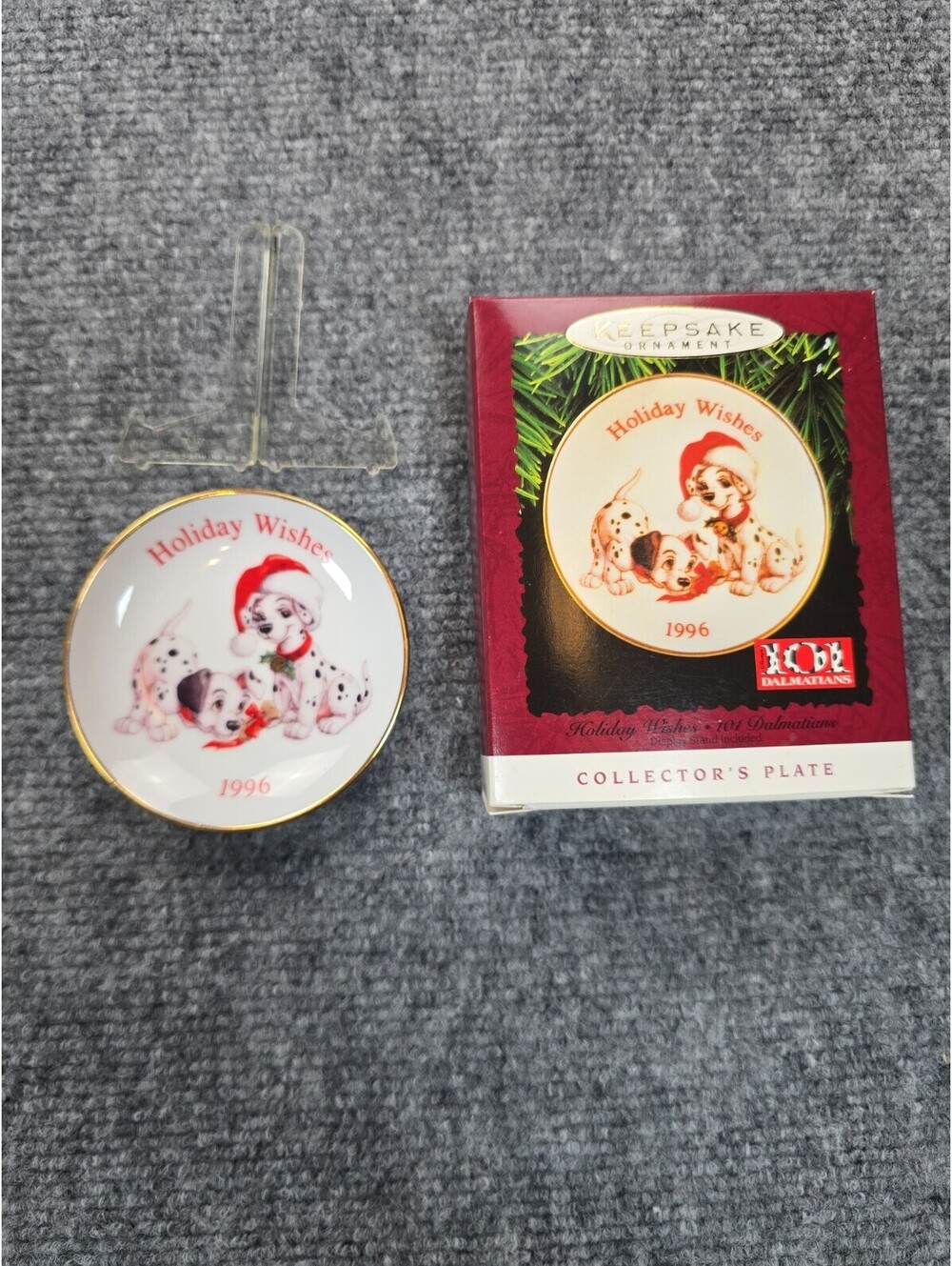1996 Hallmark Holiday Wishes 101 Dalmations Plate Ornament